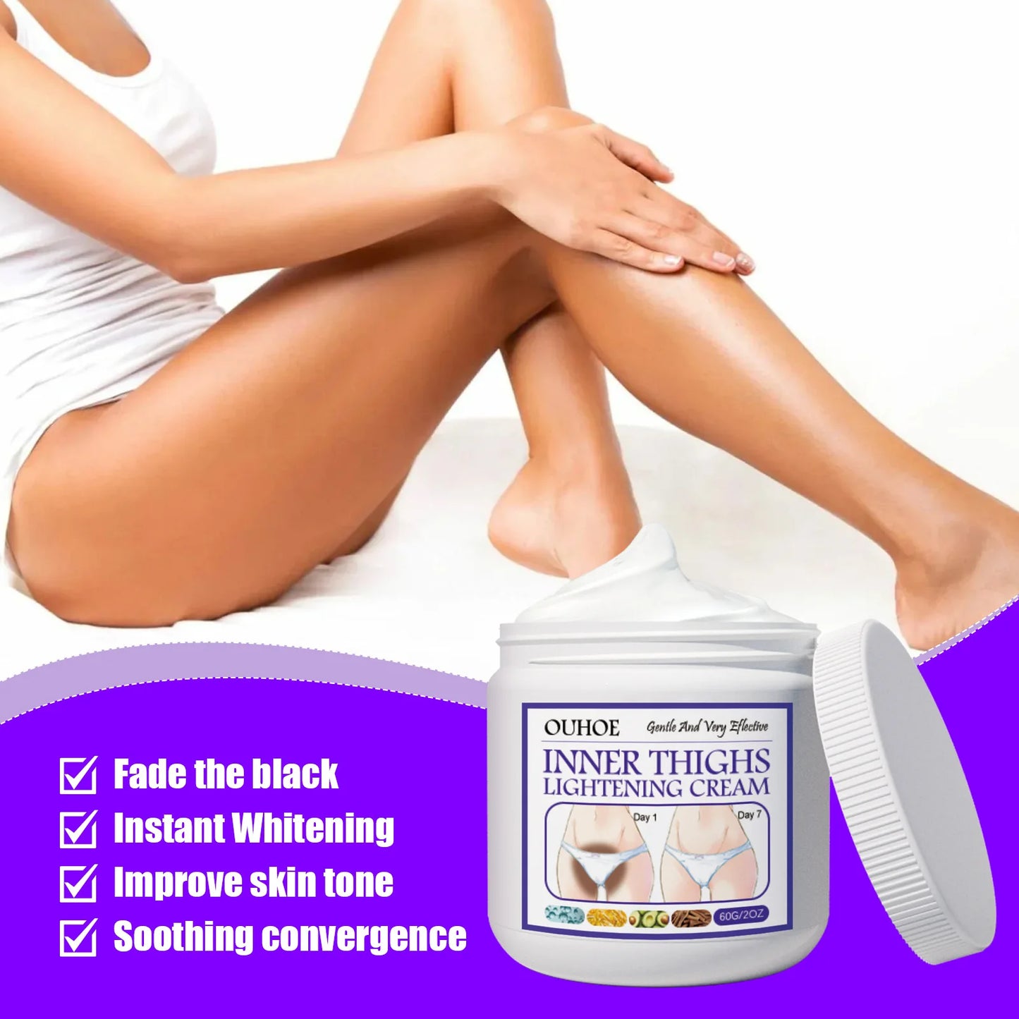 Inner Thigh Whitening Cream Private Parts Underarm Bleaching Cream Whiten Butt Knee Brighten Melanin Intimate Dark Skin Care 60g
