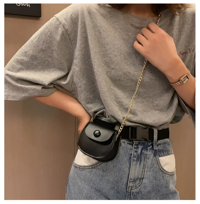 New Mini Shoulder Bag for Women Fashion Solid Color Chain Crossbody Bag Small Earphone Lipstick Storage Bag Handbags