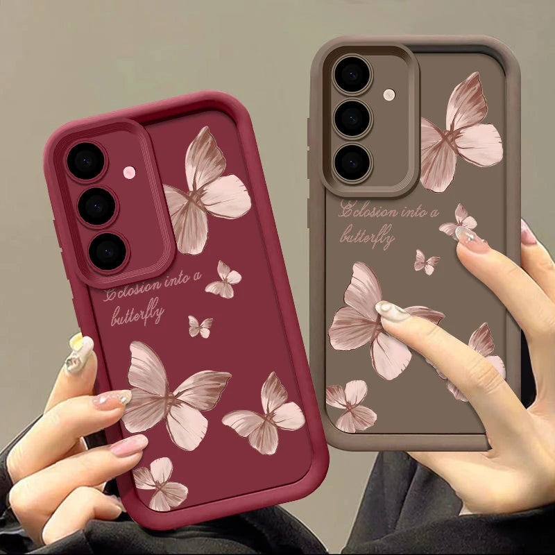 Gold Butterfly Soft TPU Case For Samsung Galaxy S21 S22 Ultra Plus