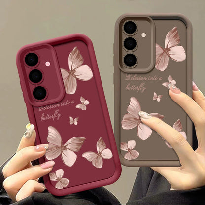 Gold Butterfly Soft TPU Case For Samsung Galaxy S21 S22 Ultra Plus