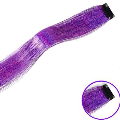 Shiny Sparkle Hair Synthetic Hair Glitter Hair Extension Woman Clip in hair Hairpieces