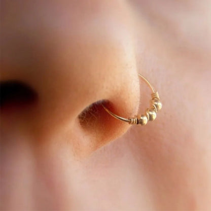 3Pcs/Set Retro Round Beads Nose Ring Earrings Nostril Hoop Body Piercing Jewelry 6mm/8mm/10mm