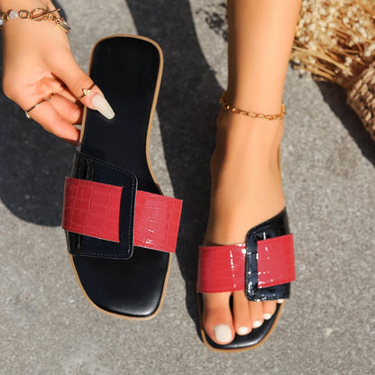 2025 Summer New Fashion Women's Slippers Open Toed Flat Beach Shoes for Women Luxury Outside Non-slip Rubber Slippers