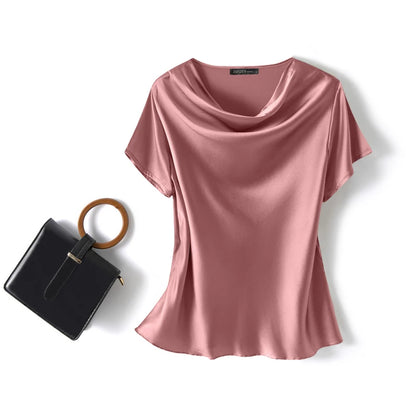 Women Summer Blouses ZANZEA 2024 Fashion Satin Tops Short Sleeve Blusas Female O Neck Casual Home Wear Tunic Chemise Oversized