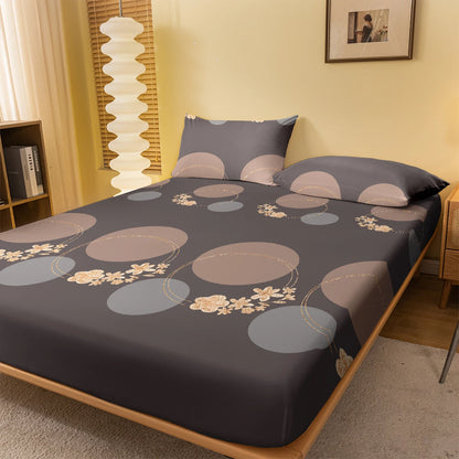 1 Simple modern Circular Geometry printed matte Fitted Sheet, bedroom printed bed cover,bedding(excluding pillowcases)