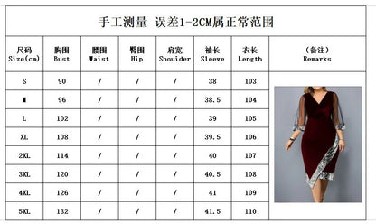 Spring Summer Women's Clothing New Fashion Gold Velvet Irregular Sequin See Through Mesh Women's Five Quarter Sleeve Dress