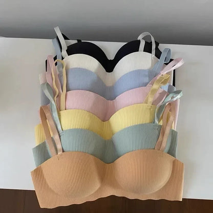 Fashion Seamless Half Cup Cloud Nude Underwear Women  Small Breast Gathering Support Anti-Sagging Soft Wireless Bra