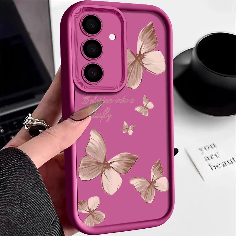 Gold Butterfly Soft TPU Case For Samsung Galaxy S21 S22 Ultra Plus