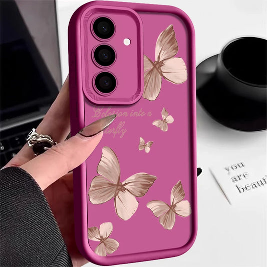 Gold Butterfly Soft TPU Case For Samsung Galaxy S21 S22 Ultra Plus