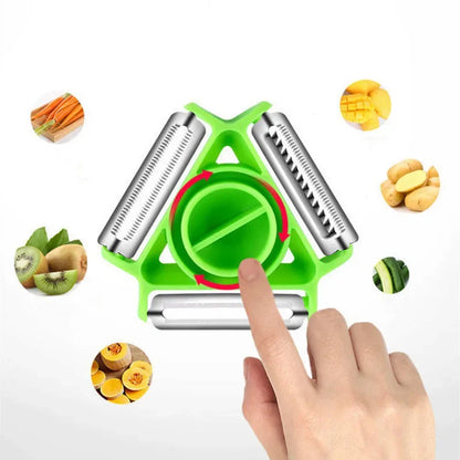 3 in 1 Utensili da cucina multifunzione per pelare frutta e verdura, utensile per tritare verdure, lama in acciaio inossidabile, facile da pulire e sostituire