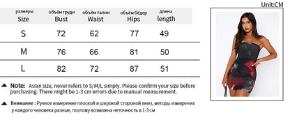 Red Print Sexy Dresses Summer Women's New Off Shoulder Sleeveless Fashion Streetwear Mini Dresses Female Bodycon Elegant Dresses