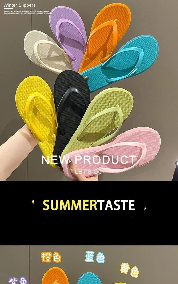 Beach Sandals Summer Flip Flops for Women Slippers Cute Candy Color Indoor Flat Shoes Men Beach Slippers Non-slip Soft Sole