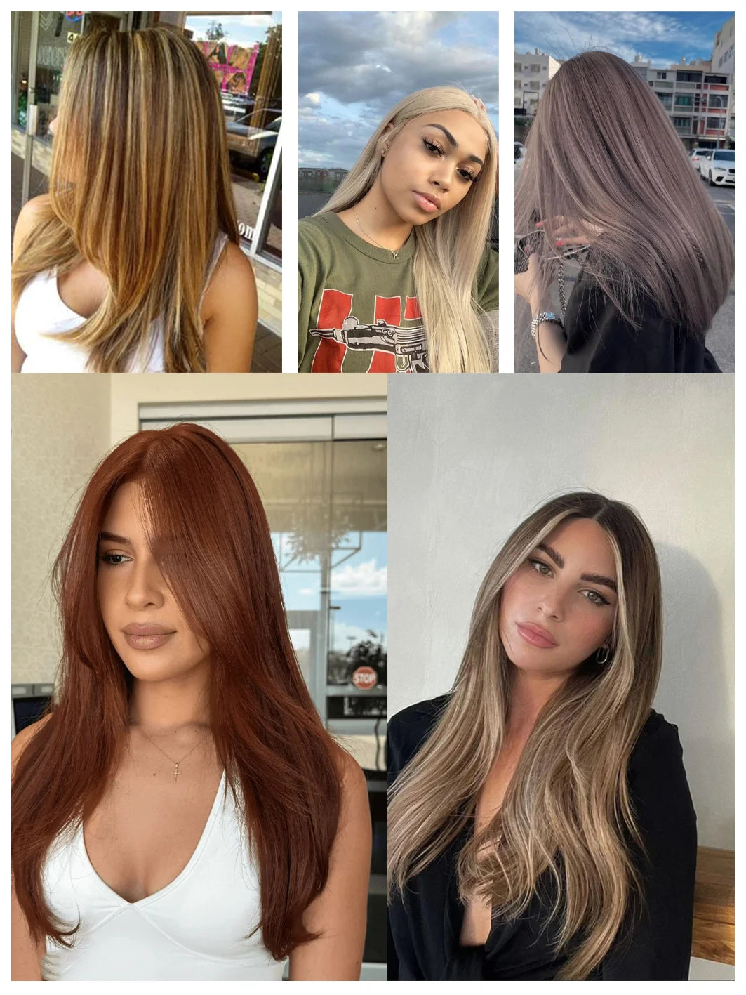 Synthetic 7 pieces/set, 22 inch straight hair extensions, hair clip extensions, clip extensions, Christmas Halloween extensions