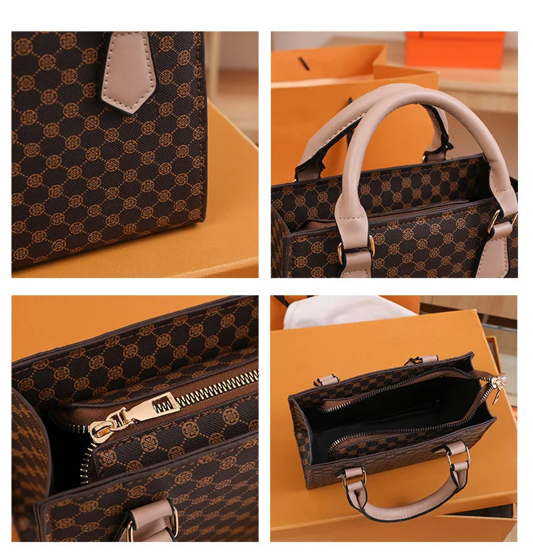 Fashion Square Small Top-handle Bags Casual Tote Pu Leather Plaid Crossbody Shoulder Bag Women Handbags For Daily Used And Gift
