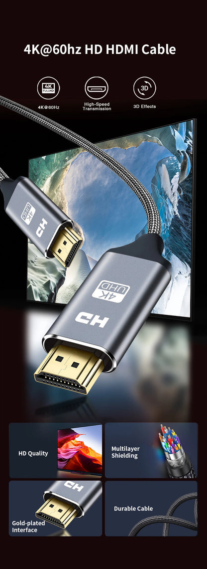 NIERBO HDMI Cable 2.0 4K Cable for PS4 PS3 Xbox Fire TV Stick Blue Ray Player HDR High Speed Ethernet 4K 60Hz Male 3FT 6FT 10FT
