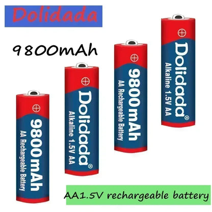 2025 New AA9800 MAH Rechargeable Battery AA 1.5 V Rechargeable New Alcalinas Drummey+Charger
