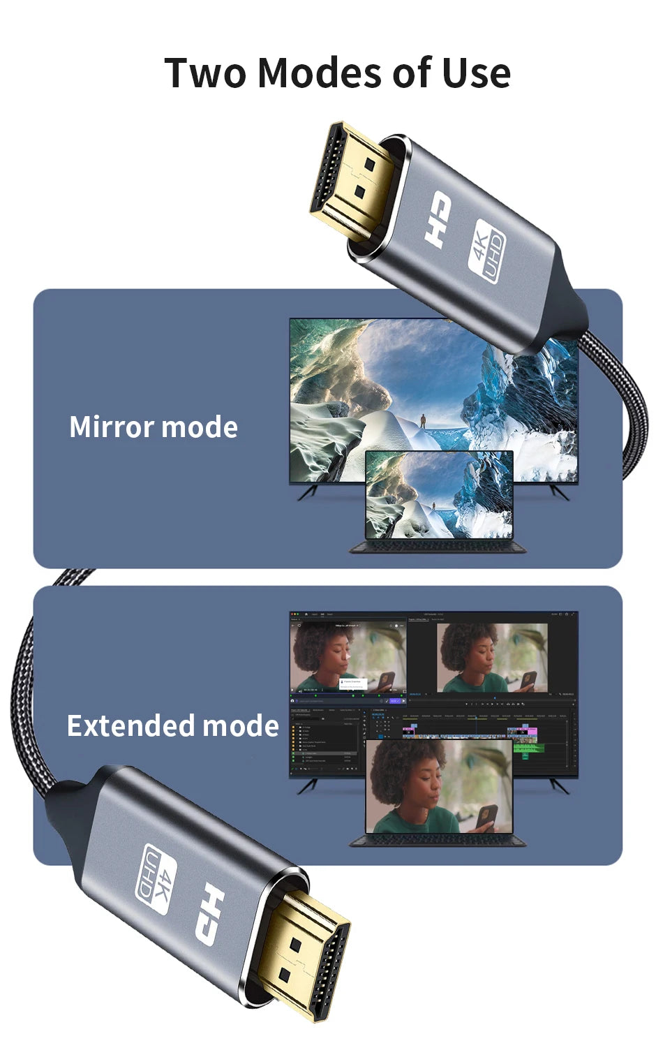 NIERBO HDMI Cable 2.0 4K Cable for PS4 PS3 Xbox Fire TV Stick Blue Ray Player HDR High Speed Ethernet 4K 60Hz Male 3FT 6FT 10FT