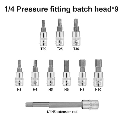 5-25Nm Quick-release Torque Wrench Set Car Repair Tool 1/4'' Ratchet Wrench Kit 11pcs Torque Spanner Screwdriver Bits Hand Tool