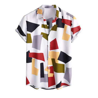 Retro Hawaiian Flower Shirt For Men Summer 3d Print Plants Leaves Short Sleeves Button Down Shirts Beach Tops Blouse Clothes