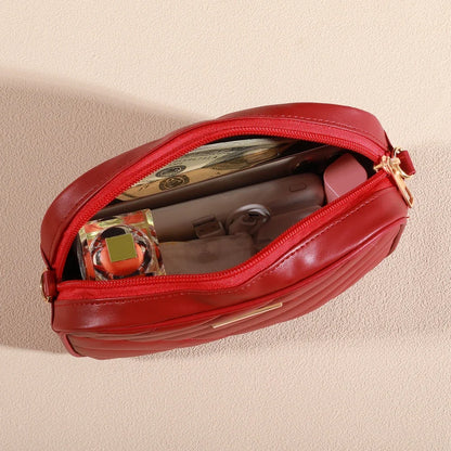 Trendy Solid Color Square Shoulder Bag, Quilted Detail Zipper Crossbody Bag For Women, Classic All-Match Wallet