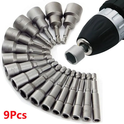 9/14pcs Powerful Socket Inner Hexagonal Wrench Hexagonal Handle Screwdriver Socket Bit Extension Rod Pneumatic Hand Tool Set