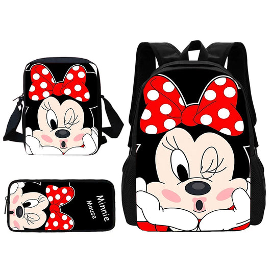 Disney Cute Mickey Minnie Child School Backpack With Shoulder Bag Pencil Bags School Bags for Boys Girls Best Gift