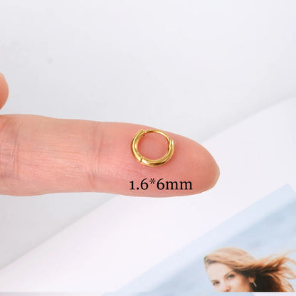 Minimalist Stainless Steel Huggie Hoop Earrings For Women Men Gold Color Tiny Round Circle Earring Punk Rock Statement Jewelry