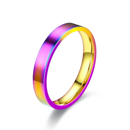 4mm Simplicity Flat Stainless Steel Rings Japanese Korean Fashion Glossy Titanium Steel Finger Rings for Youth Boy Girl Jewelry