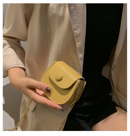 New Mini Shoulder Bag for Women Fashion Solid Color Chain Crossbody Bag Small Earphone Lipstick Storage Bag Handbags