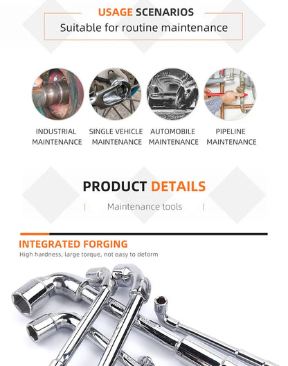 Socket wrench L type 7 type pipe type double head elbow perforated hexagon socket pipe wrench set