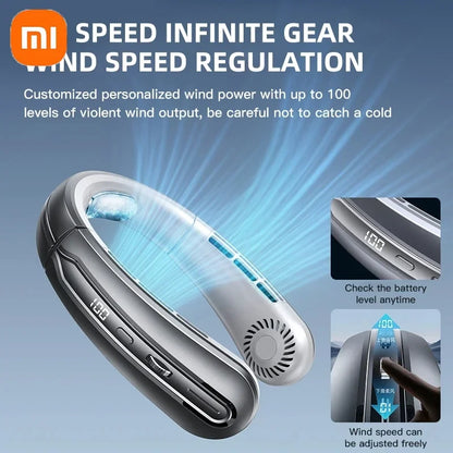 Xiaomi Portable Neck Fan Upgraded Version Neck Support 5-speed Adjustment Outdoor Wearable Hands-free Rechargeable Fan