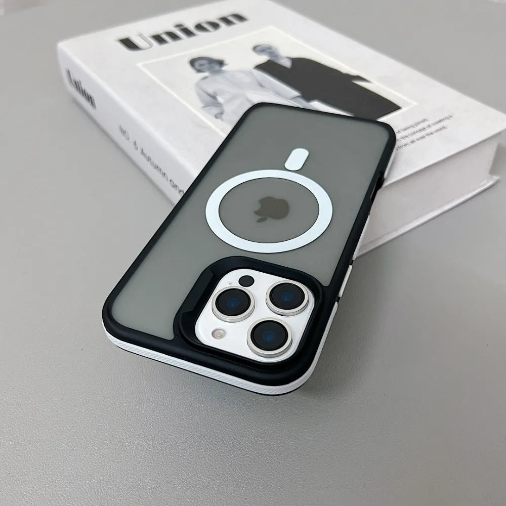 Luxury Magnetic Color Matte Translucent Armor Shockproof Case For iPhone 11 12 ProMax Magsafe Wireless Charge Cover