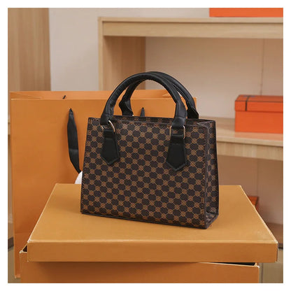 Fashion Square Small Top-handle Bags Casual Tote Pu Leather Plaid Crossbody Shoulder Bag Women Handbags For Daily Used And Gift