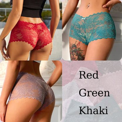 3PCS Sexy Floral Lace Panties Women Briefs Low Waist Soft Lingerie Comfortable Female Underwear Girls Intimates Panties S-XL