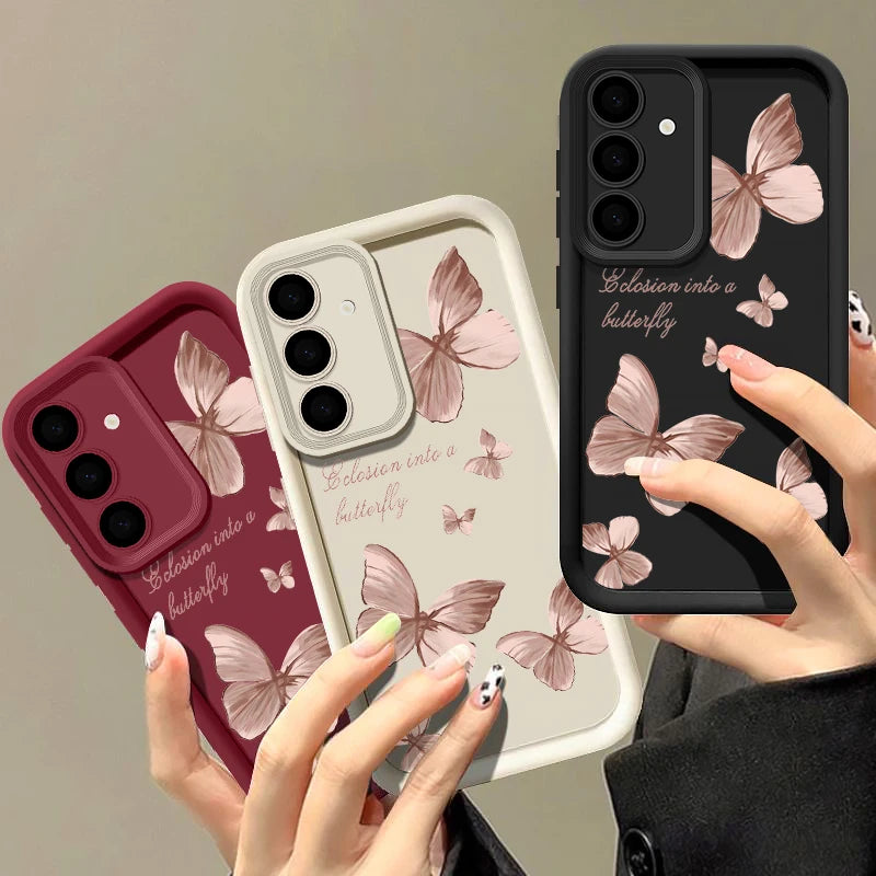 Gold Butterfly Soft TPU Case For Samsung Galaxy S21 S22 Ultra Plus
