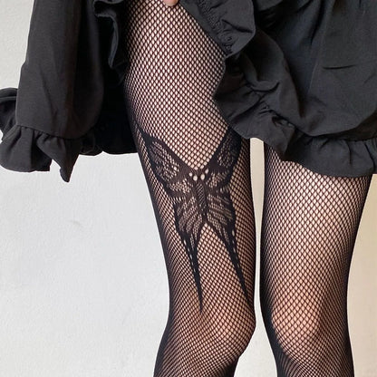 New Goth Lolita Cosplay JK Girls Tights Women Sexy Retro Gothic Kawaii Cross Print Club Stockings Nylon Socks Fishnet Pantyhose
