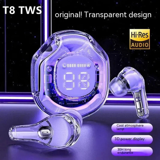 Original T2 TWS Wireless Headphones Bluetooth 5.3 Headset ENC LED Power Digital Display Stereo Sound Earphones for Sport Earbuds