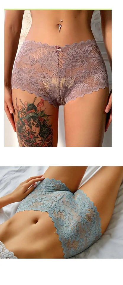 3PCS Sexy Floral Lace Panties Women Briefs Low Waist Soft Lingerie Comfortable Female Underwear Girls Intimates Panties S-XL