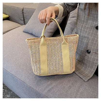 Summer Trend Straw Bags New Popular Hit Color Handbags for Women 2023 Designer Luxury Zipper Color Matching Tote Bag