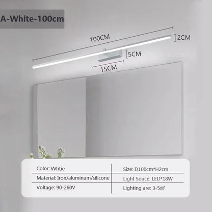 LED Wall Lamp 40/80/100cm Modern Mirror Decor Lighting Long Strip Light For Bathroom Washroom Kitchen Indoor Luminaire Lustre