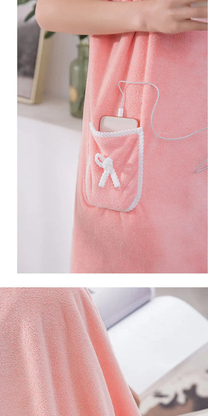 2024 Coral Velvet Bath Skirt Soft Absorbent Thickened with Edging Adult Women Chest Wrapped Wearable Bath Towel