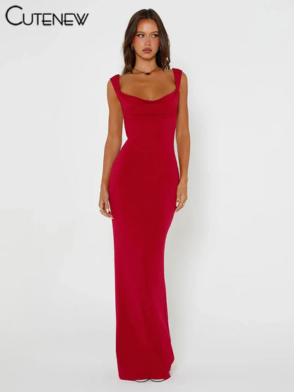 NIBBER Women's Elegant Solid Maxi Dress Sexy Halter Spaghetti Lady Long Dresses Bowknot Lace-up Girl Backless Female Party Robe