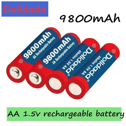 2025 New AA9800 MAH Rechargeable Battery AA 1.5 V Rechargeable New Alcalinas Drummey+Charger