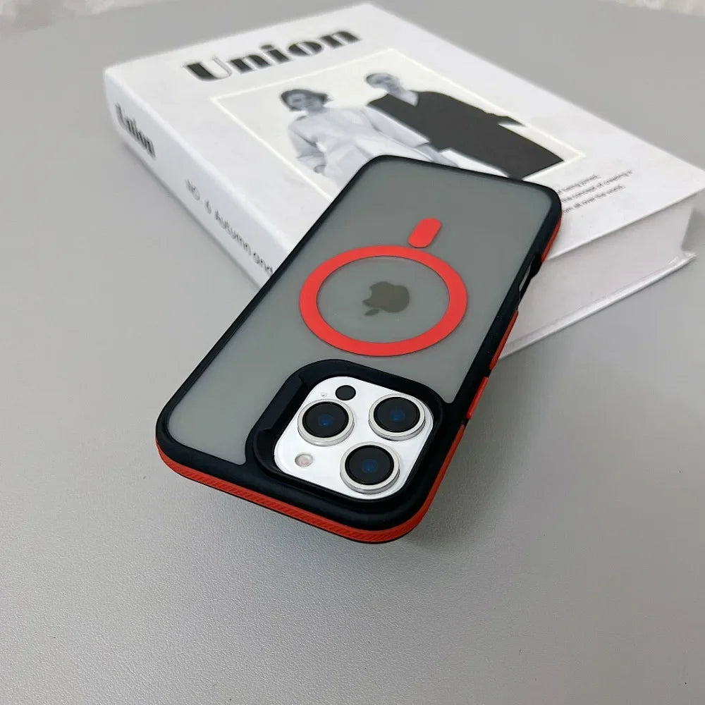 Luxury Magnetic Color Matte Translucent Armor Shockproof Case For iPhone  15 16 ProMax Magsafe Wireless Charge Cover