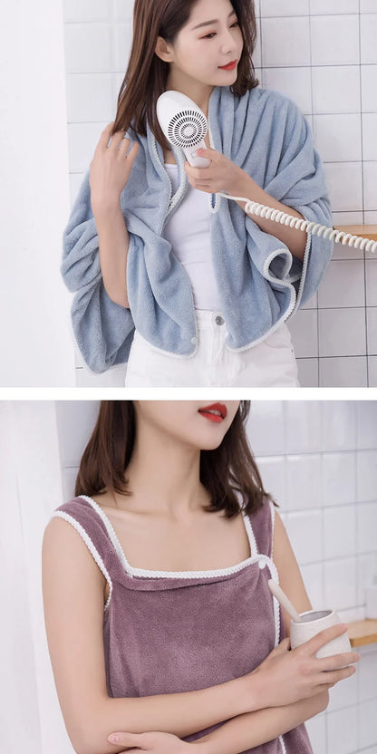 2024 Coral Velvet Bath Skirt Soft Absorbent Thickened with Edging Adult Women Chest Wrapped Wearable Bath Towel