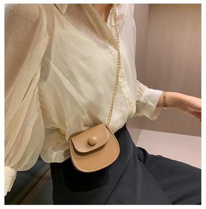 New Mini Shoulder Bag for Women Fashion Solid Color Chain Crossbody Bag Small Earphone Lipstick Storage Bag Handbags