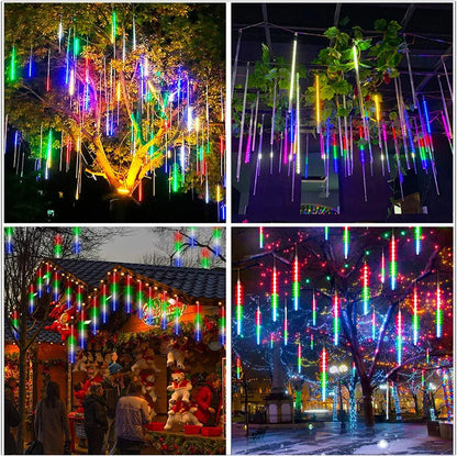 EU Plug LED Meteor Shower Light 30/50cm Holiday String Lights Fairy Garden Decor Outdoor Led Street Garland Christmas Decoration
