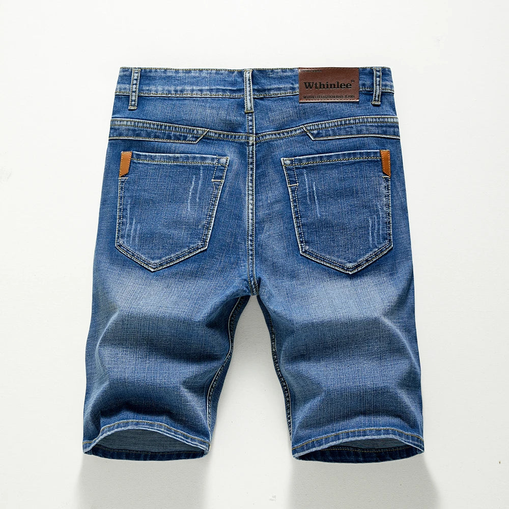 Summer Shorts Jeans Men Denim Pants Stretch Dark Blue Fashion Design Men's Jeans Slim Straight Male Short Jeans Hombre