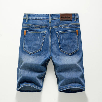 Summer Shorts Jeans Men Denim Pants Stretch Dark Blue Fashion Design Men's Jeans Slim Straight Male Short Jeans Hombre