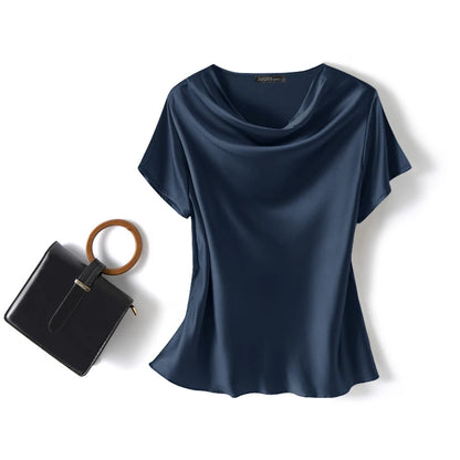 Women Summer Blouses ZANZEA 2024 Fashion Satin Tops Short Sleeve Blusas Female O Neck Casual Home Wear Tunic Chemise Oversized